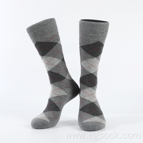 jacquard geometric pattern length socks for men